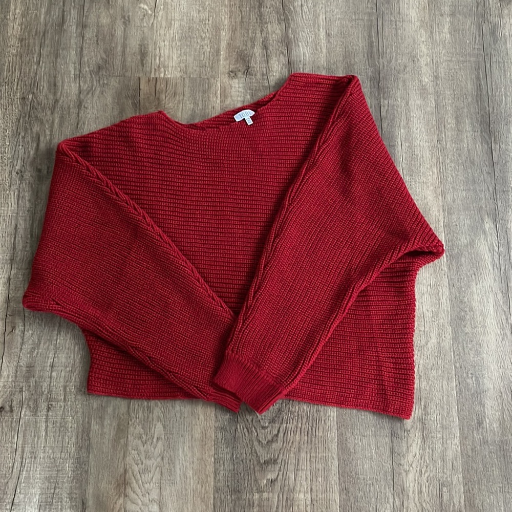Red sweater- slouch shoulder